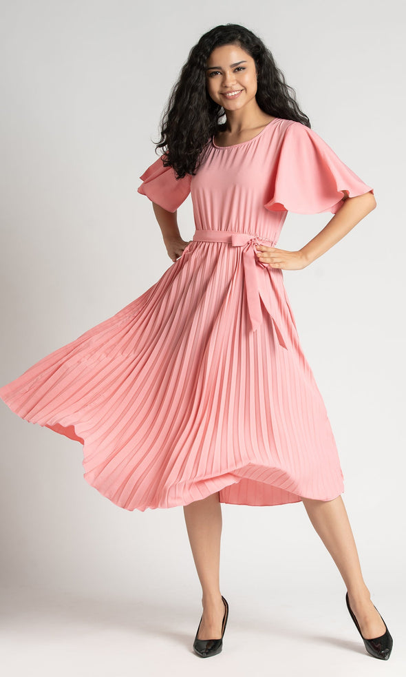 Round Neck Below Knee Western Dress