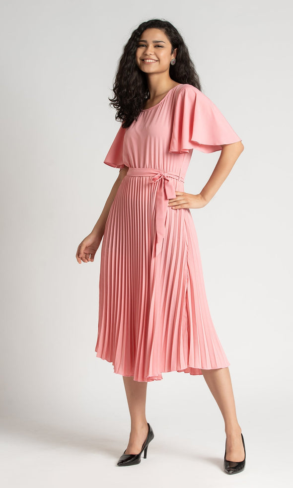 Round Neck Below Knee Western Dress