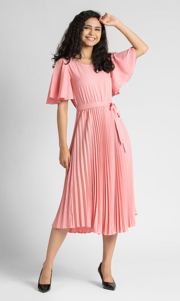 Round Neck Below Knee Western Dress