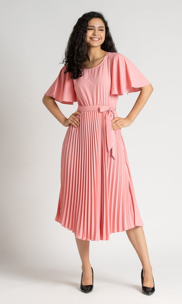 Round Neck Below Knee Western Dress