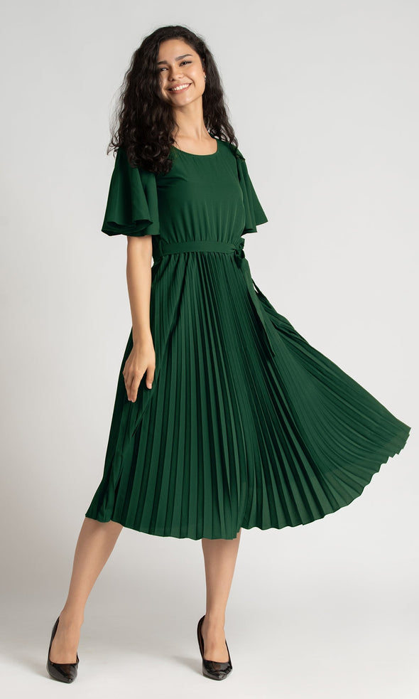 Round Neck Below Knee Western Dress