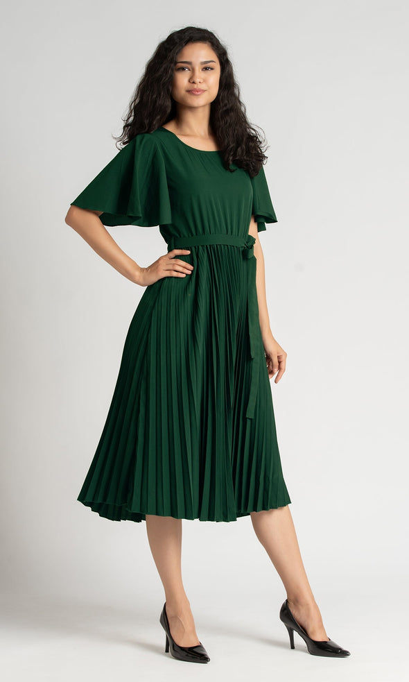 Round Neck Below Knee Western Dress