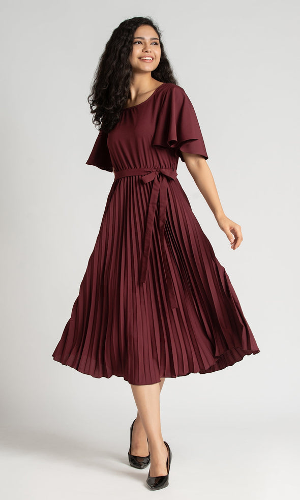 Round Neck Below Knee Western Dress