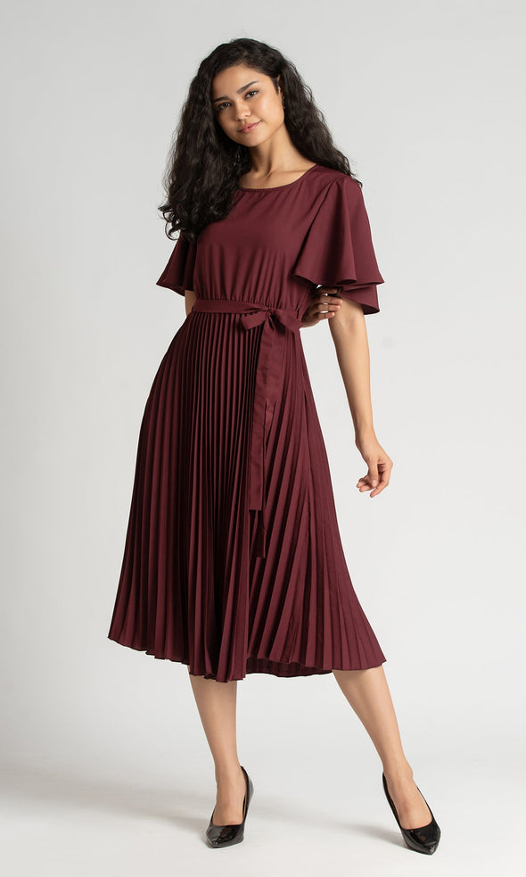 Round Neck Below Knee Western Dress