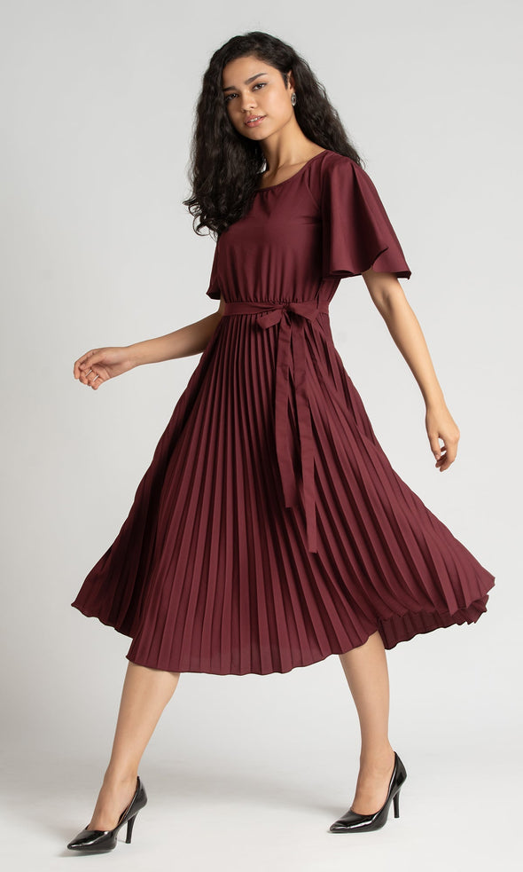 Round Neck Below Knee Western Dress
