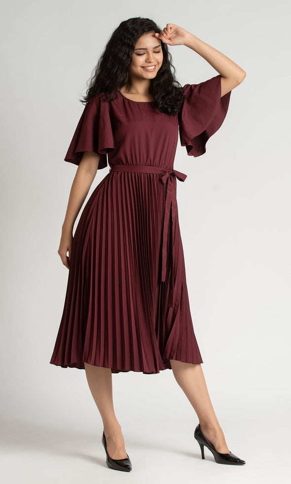 Round Neck Below Knee Western Dress