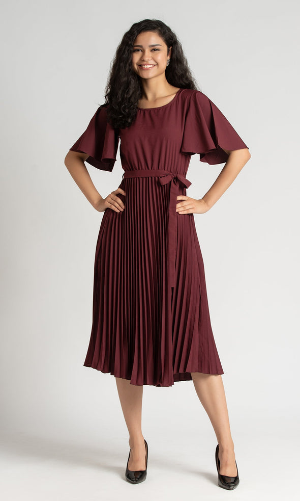 Round Neck Below Knee Western Dress
