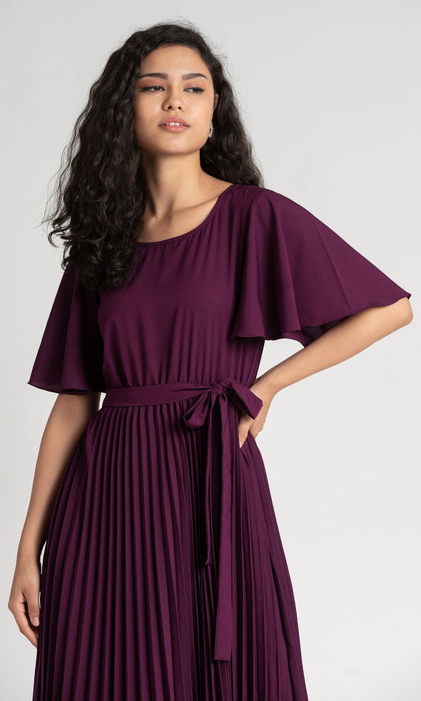 Round Neck Below Knee Western Dress