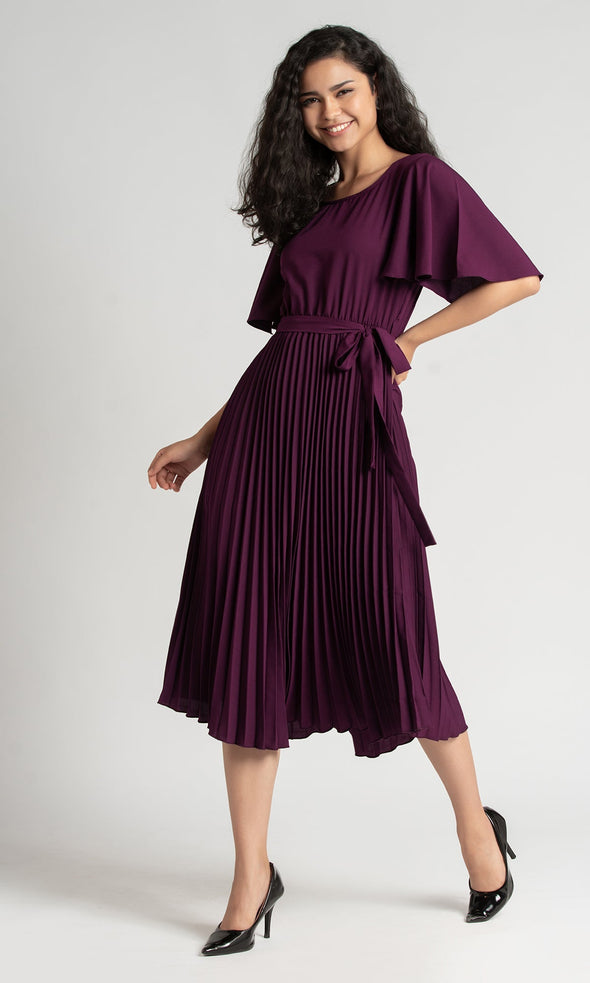 Round Neck Below Knee Western Dress