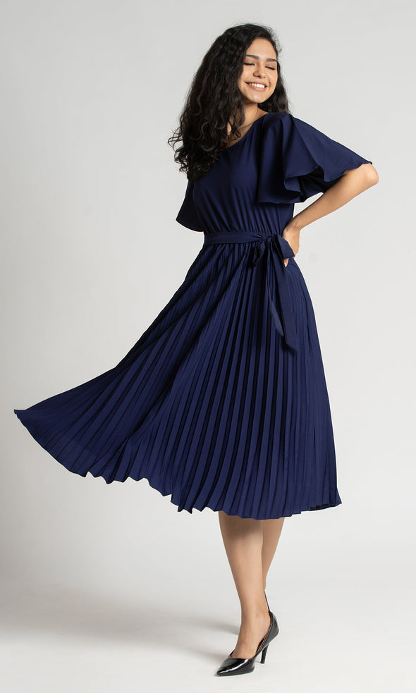 Round Neck Below Knee Western Dress