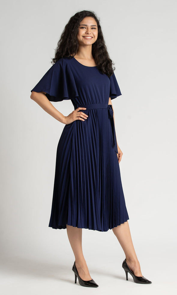 Round Neck Below Knee Western Dress