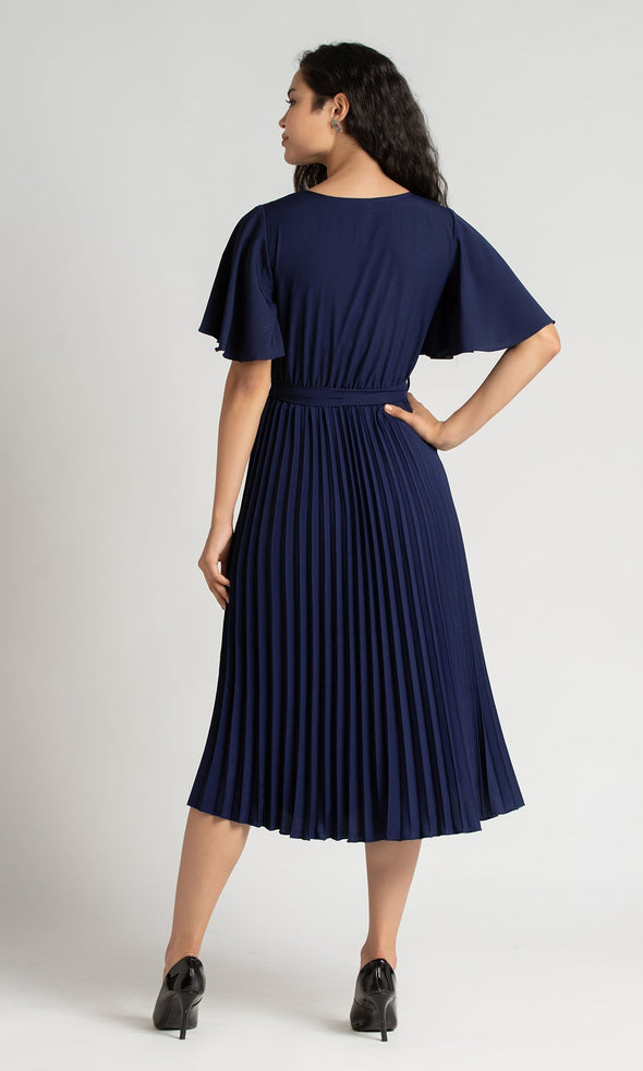 Round Neck Below Knee Western Dress