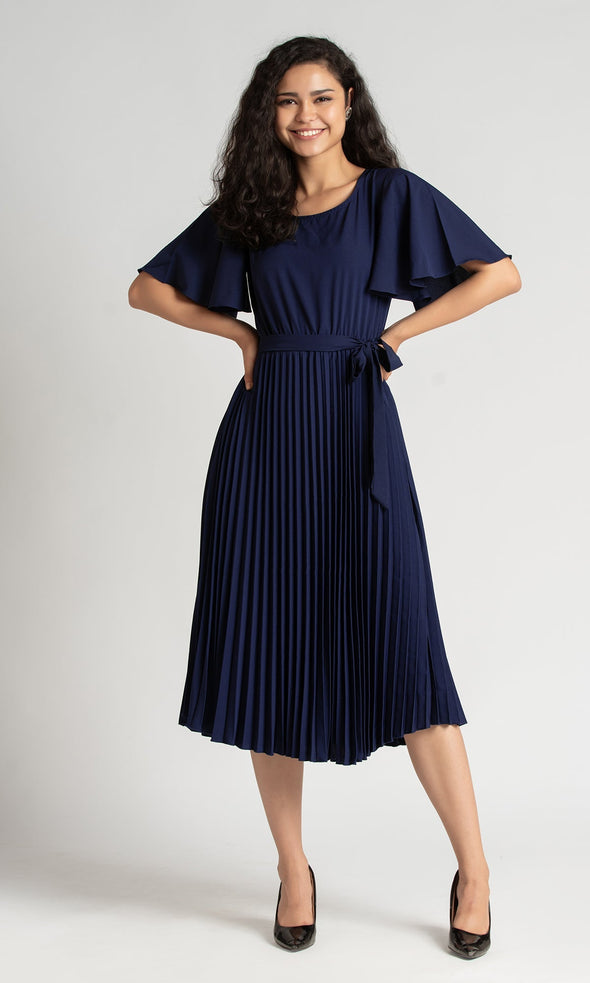 Round Neck Below Knee Western Dress