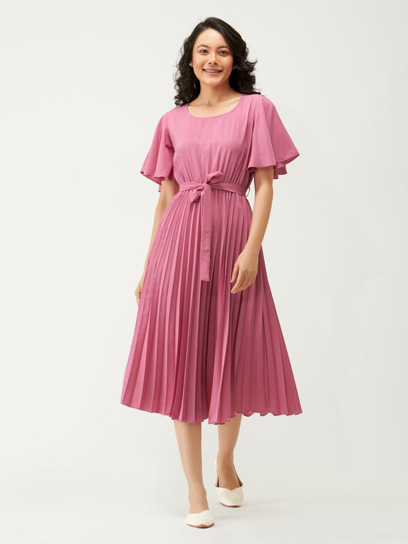 Round Neck Below Knee Western Dress