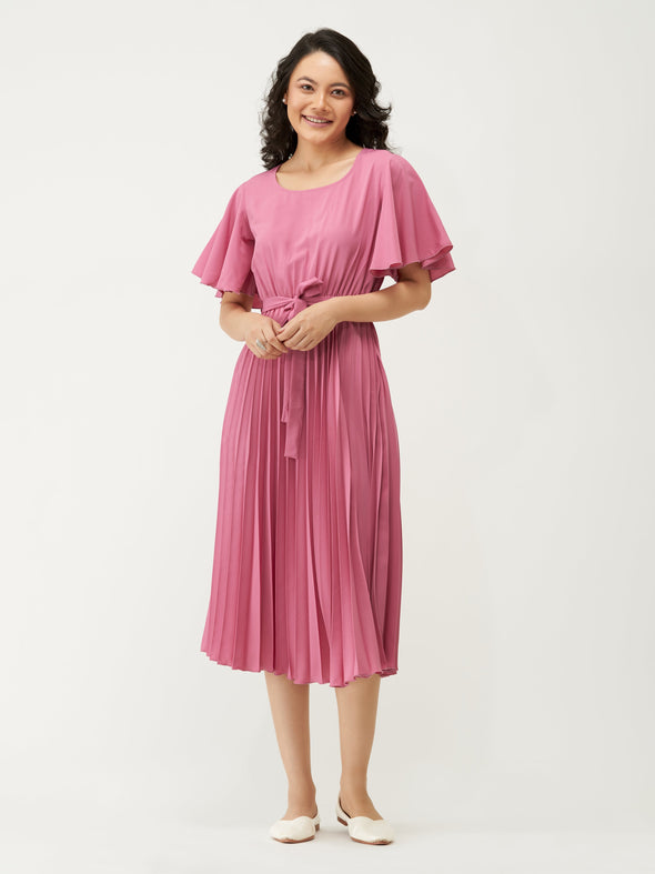 Round Neck Below Knee Western Dress
