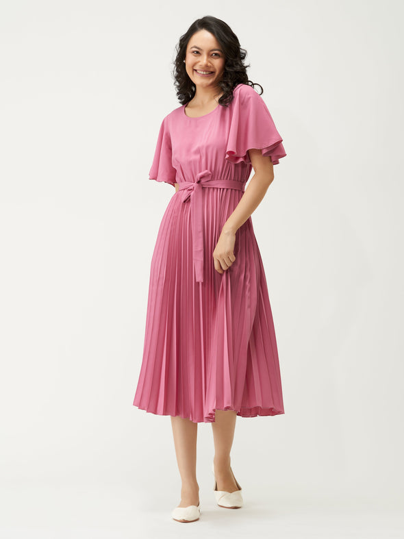 Round Neck Below Knee Western Dress