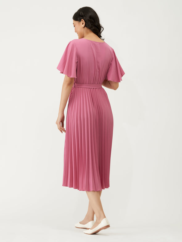 Round Neck Below Knee Western Dress