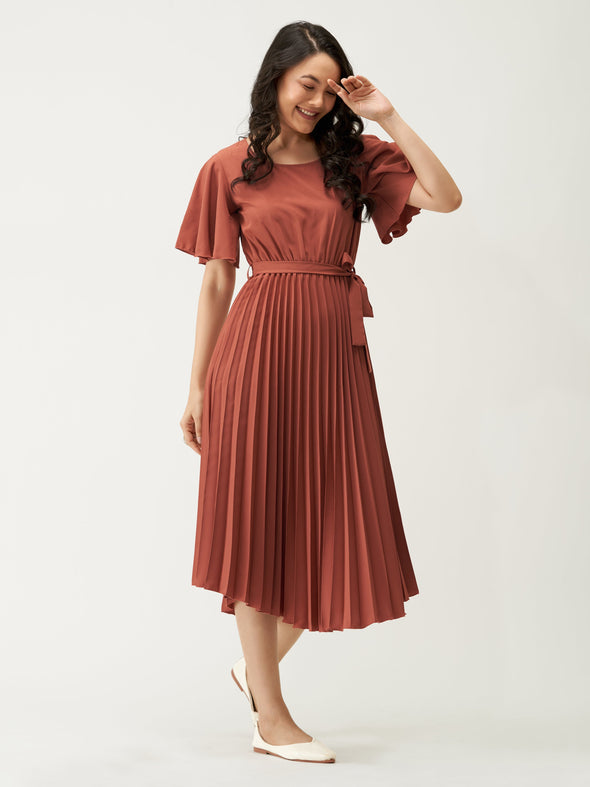 Round Neck Below Knee Western Dress