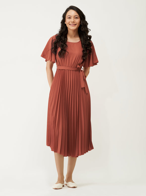 Round Neck Below Knee Western Dress