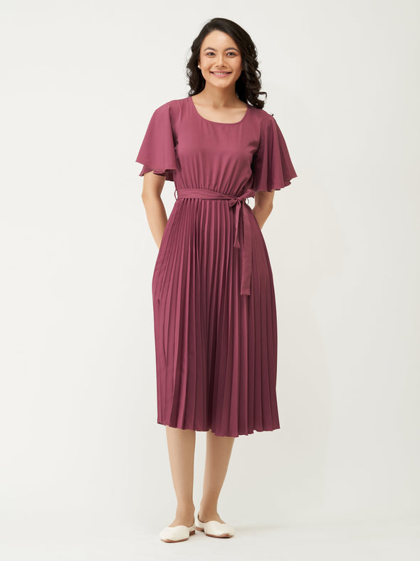 Round Neck Below Knee Western Dress
