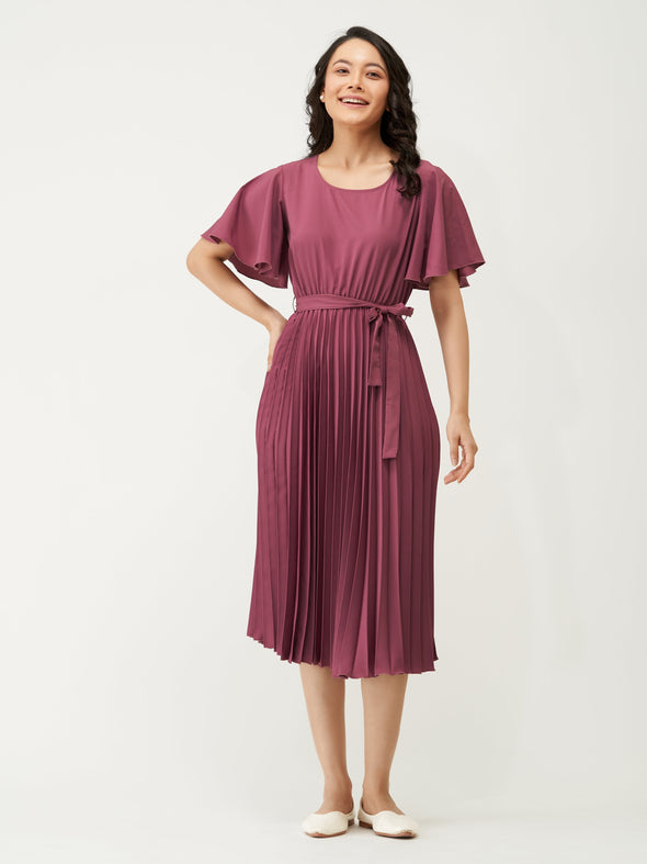 Round Neck Below Knee Western Dress