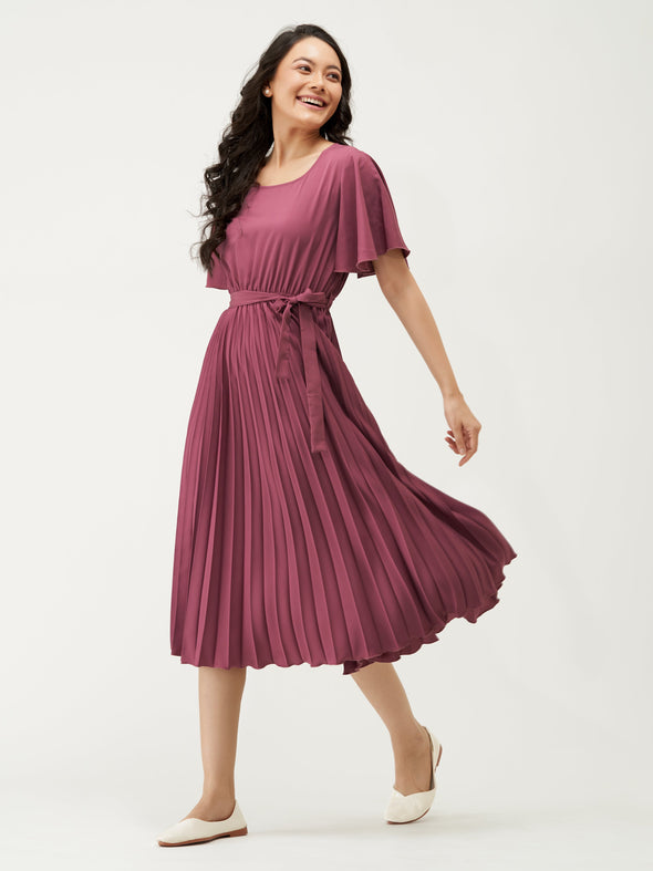 Round Neck Below Knee Western Dress