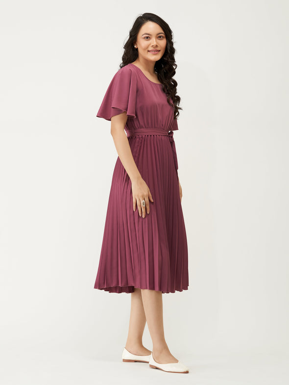 Round Neck Below Knee Western Dress