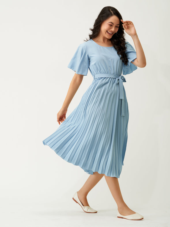 Round Neck Below Knee Western Dress