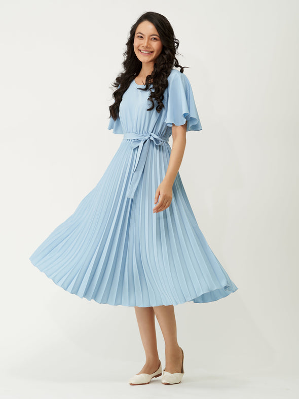 Round Neck Below Knee Western Dress