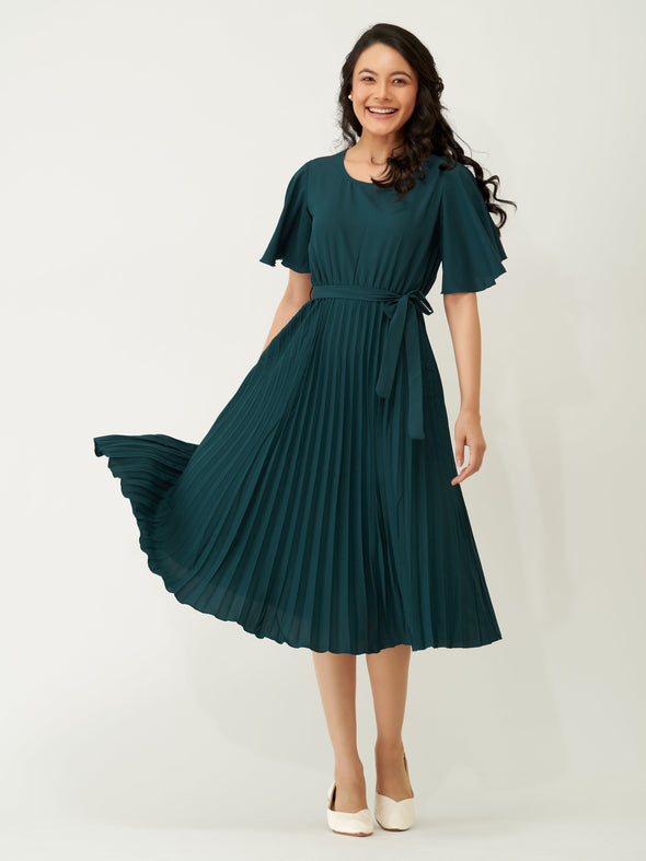 Round Neck Below Knee Western Dress