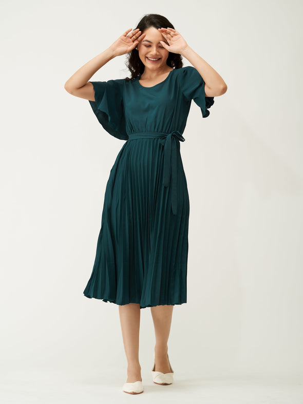Round Neck Below Knee Western Dress