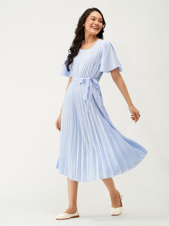 Round Neck Below Knee Western Dress