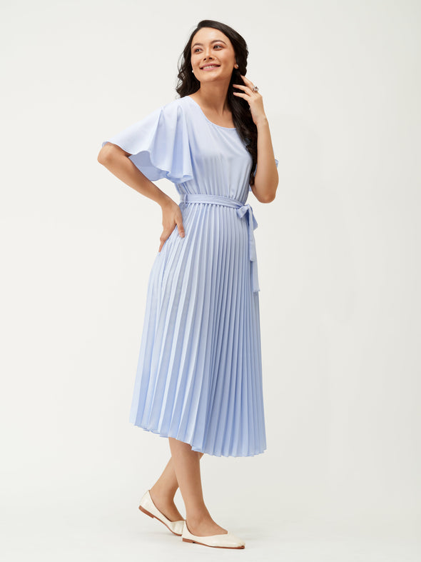 Round Neck Below Knee Western Dress
