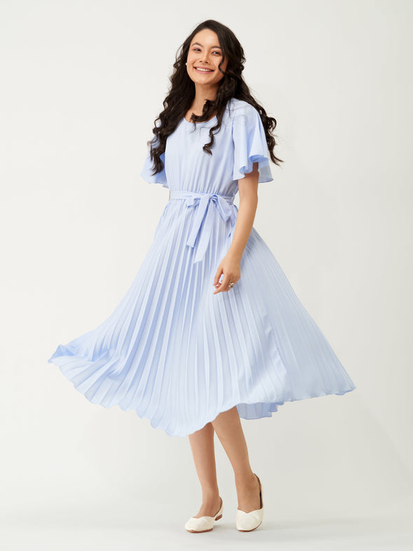 Round Neck Below Knee Western Dress