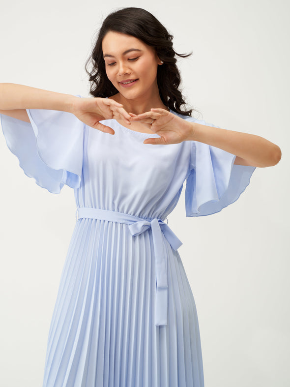 Round Neck Below Knee Western Dress