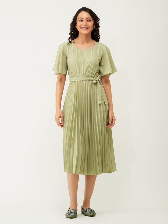 Round Neck Below Knee Western Dress