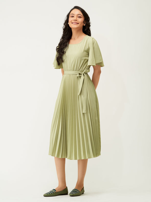 Round Neck Below Knee Western Dress