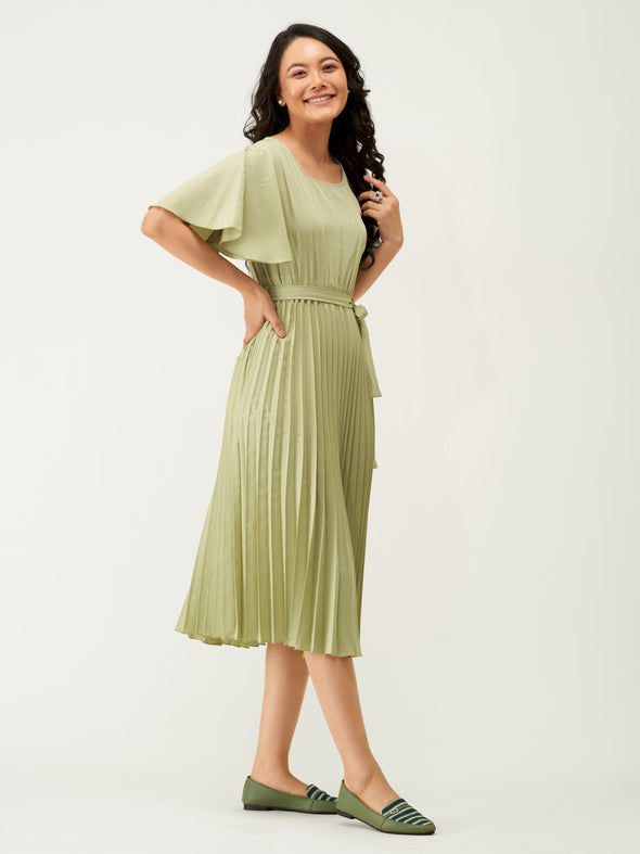 Round Neck Below Knee Western Dress
