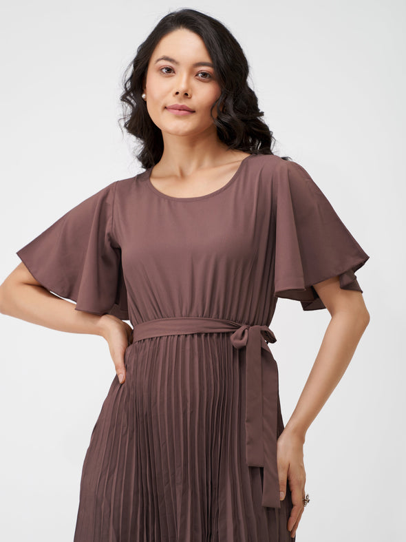 Round Neck Below Knee Western Dress