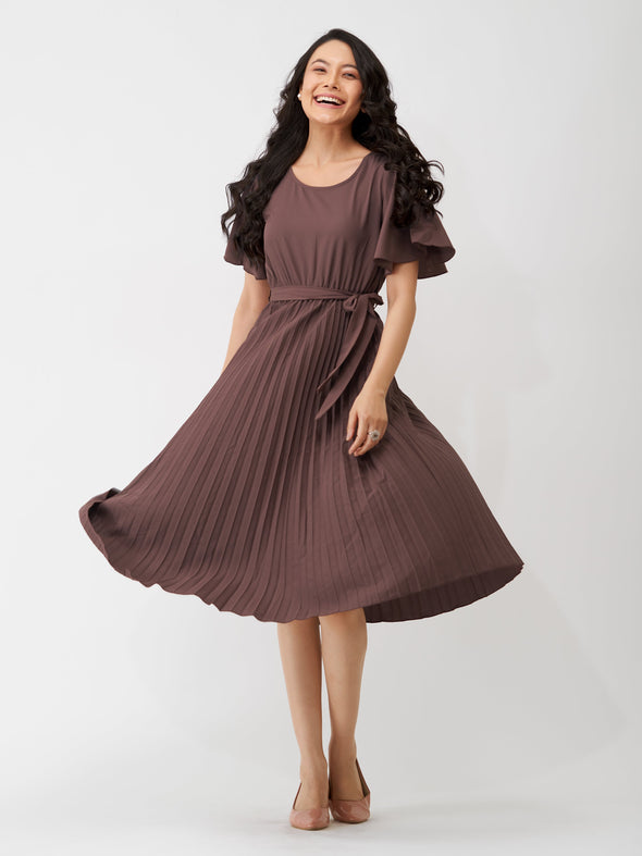 Round Neck Below Knee Western Dress