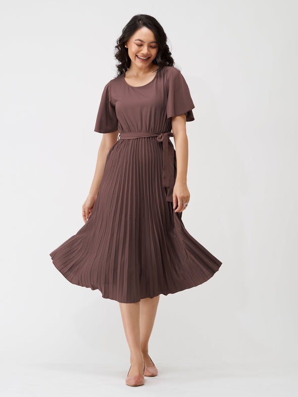 Round Neck Below Knee Western Dress