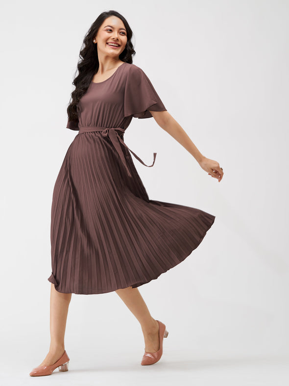 Round Neck Below Knee Western Dress