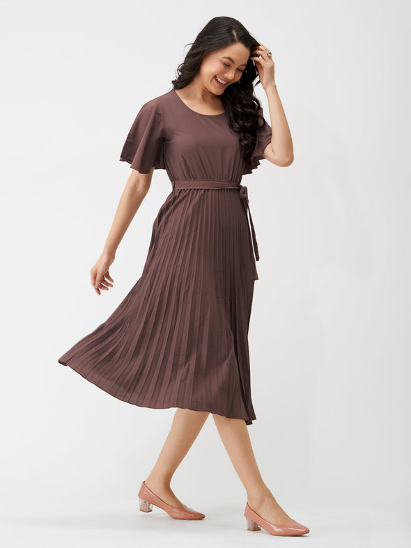 Round Neck Below Knee Western Dress