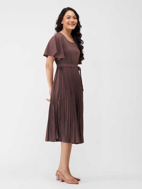 Round Neck Below Knee Western Dress