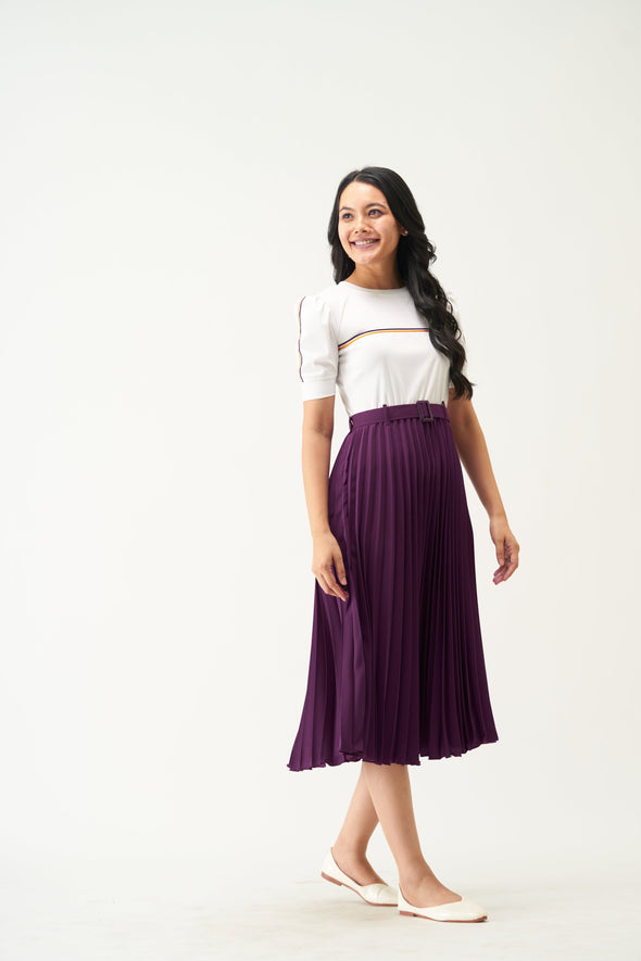 Blocked Crepe Fit  Flare Midi Dress