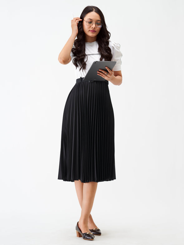 Blocked Crepe Fit  Flare Midi Dress