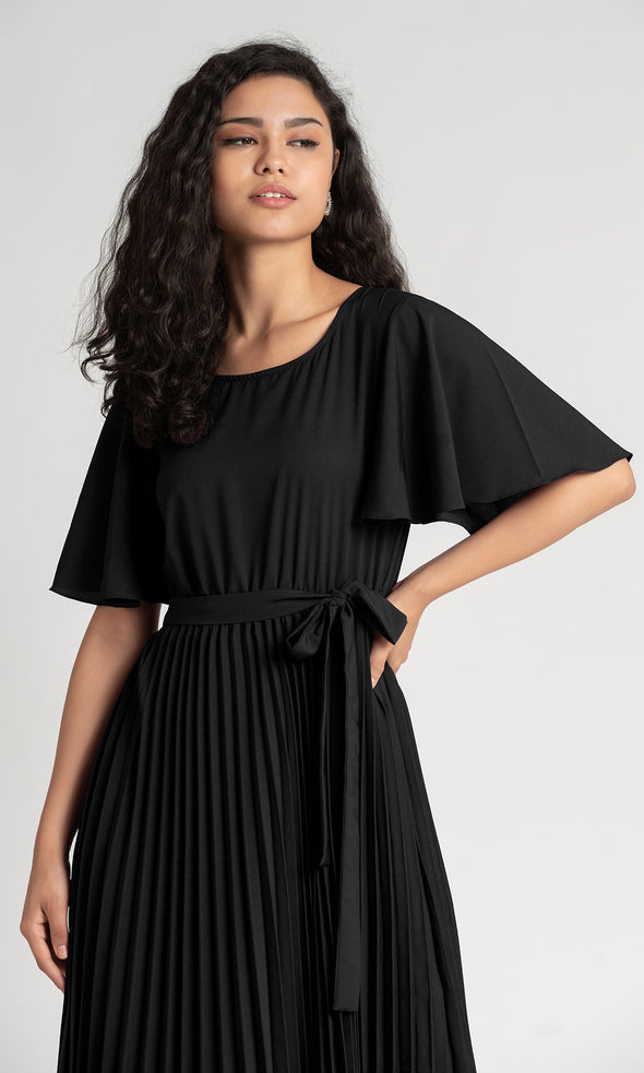 Round Neck Below Knee Western Dress