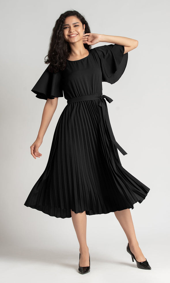 Round Neck Below Knee Western Dress