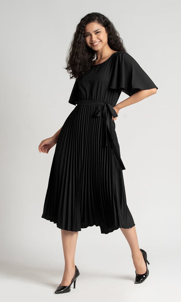 Round Neck Below Knee Western Dress