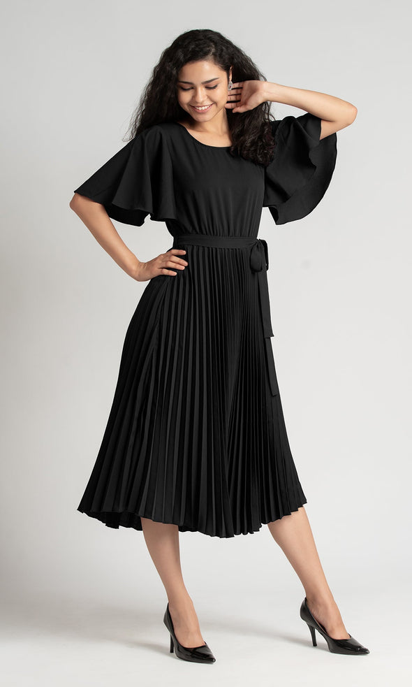 Round Neck Below Knee Western Dress
